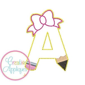 Bleistift Schleife Alphabet Feltie Design 5 Größe, digitale Stickdatei, Alphabet Bleistift Stickmuster, Alphabet Stickmuster, Stickdatei