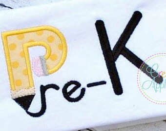 Pre-K Kindergarten Grade Pencil Digital Machine Embroidery Applique Design 4 sizes