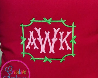 5 SIZES + 3 EXCLUSIVE frames!!! Tagliato Embroidery Font Digital Machine Embroidery Design, fishtail monogram embroidery font