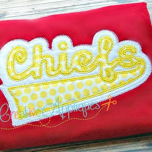 Chiefs Digital Machine Embroidery Applique Design 6 sizes, chiefs mascot, chiefs football, chiefs word, chiefs name, chiefs applique