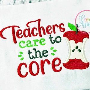 Teacher Care to the Core Applique Digital Machine Embroidery Design 4 Sizes, end of school embroidery, teacher embroidery, summer vacation