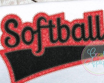 Softball Applique Digital Machine Embroidery Applique Design 6 sizes, softball applique, softball word, softball team, softball name
