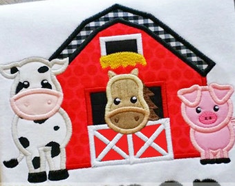 Barn Farm Animals Digital Machine Embroidery Applique Design 5 sizes, barn applique, farm animals applique, barn animals applique,