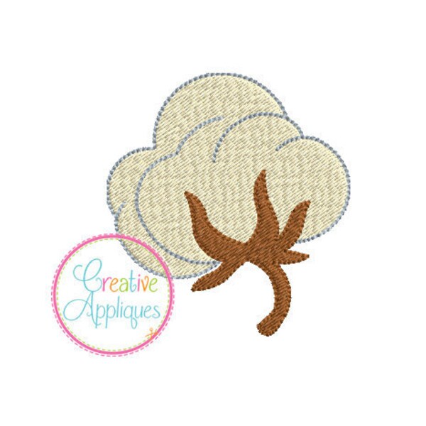 Cotton Boll Miniature Machine Embroidery Design 5 Sizes, cotton embroidery, cotton ball embroidery, cotton plant embroidery