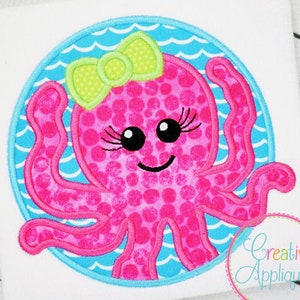 Octopus Girl Digital Machine Embroidery Applique Design 4 Sizes, octopus applique, octopus embroidery