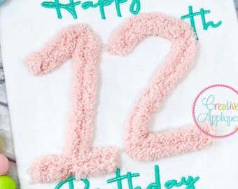 Yarn Numbers Embroidery Machine Applique Design 6 Sizes! number applique, applique numbers, 2 inch thru 7 inch