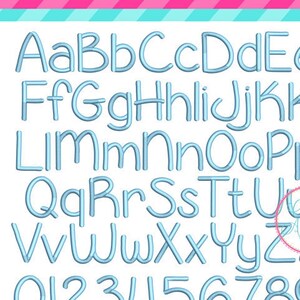 May include: A blue alphabet and number font set with punctuation marks. The font is a simple, rounded style. The font is available in nine sizes: 0.5 inches, 0.75 inches, 1 inch, 1.25 inches, 1.5 inches, 1.75 inches, 2 inches, 2.25 inches, and 2.5 inches.
