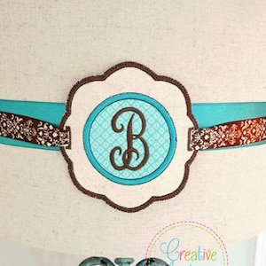 Scallop Monogram Banner Charm In the Hoop Digital Machine Embroidery Alphabet Design Pattern, in the hoop banner, in the hoop charm