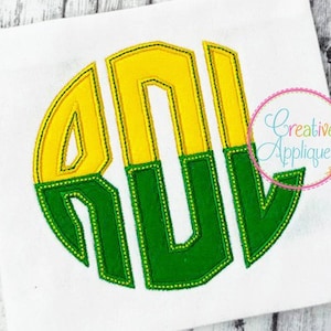 Split 3 Letter Circle Applique Monogram Embroidery Alphabet Font Digital Machine Embroidery, circle monogram font, split circle monogram