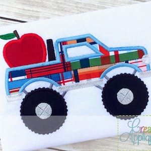 Apple Monster Truck digitale Maschine Stickerei Applique 4 Baugrößen