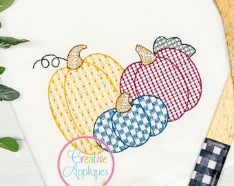 Pumpkin Trio Machine Embroidery Design 4 Sizes, pumpkin embroidery, pumpkin motif fill