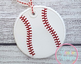 Baseball Tag In the Hoop Embroidery Design 4 Sizes, bag tag, in the hoop tag design, in the hoop bag tag embroidery, backpack tag