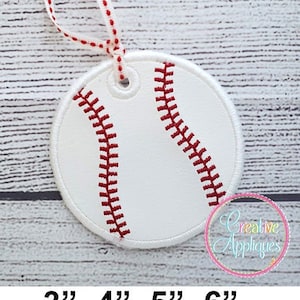 Baseball Tag In the Hoop Embroidery Design 4 Größen, Taschenanhänger, im Hoop Tag Design, im Hoop Bag Tag Stickerei, Rucksack Anhänger