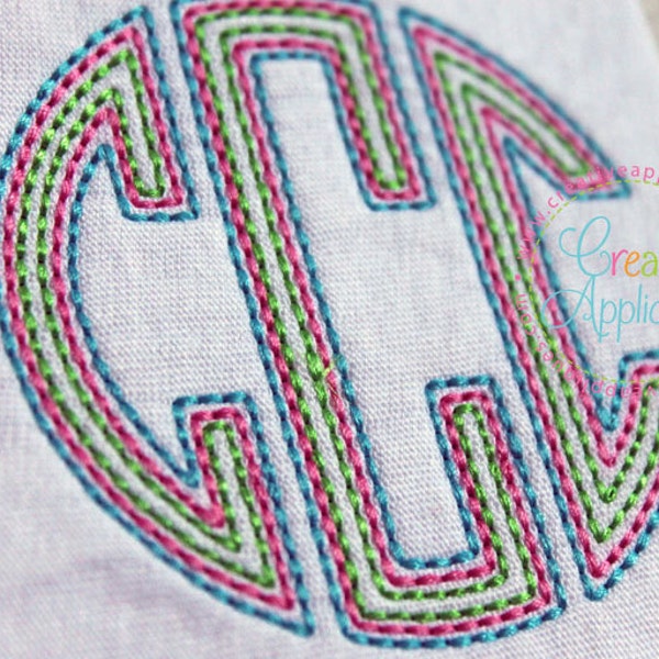 6 Sizes BX Natural Circle Floss Embroidery Monogram Alphabet Font + 2 frames Digital Machine Embroidery Design, bean stitch embroidery font
