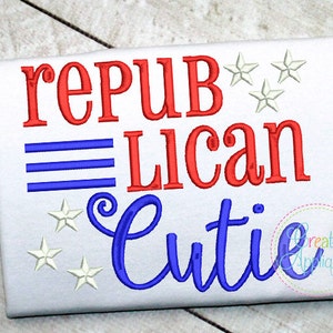 Republican Cutie Digital Machine Embroidery Design 6 sizes, republican embroidery, republican party embroidery, republican cutie embroidery