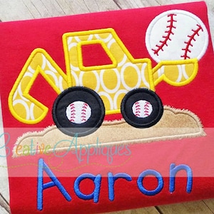 Baseball Digger Backhoe Applique Digital Machine Embroidery Design 4 Sizes
