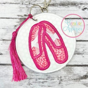 Ballet Shoes Tag In the Hoop Applique Machine Embroidery Design, in the hoop tag applique design, back pack tag, ballet shoes tag,