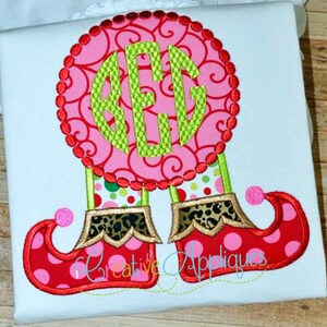 Elf Girl Monogram Applique Digital Machine Embroidery Design 4 Sizes, elf applique, monogram applique