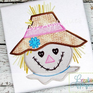 Scarecrow Girl  Digital Machine Embroidery Applique Design 4 Size, scarecrow applique, fall applique, autumn applique, thanksgiving applique