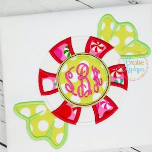 Peppermint Candy Monogram Applique Digital Machine Embroidery Design 4 Sizes, peppermint candy, cinnamon candy, Christmas candy, monogram