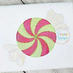 Peppermint Candy Sketch Stitching Digital Machine Embroidery Design 4 Sizes, peppermint candy, cinnamon candy, Christmas candy,