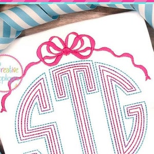 Bow Arch Swag Digital Machine Embroidery Design 11 Sizes, bow frame embroidery, ribbon frame embroidery, bow embroidery, monogram