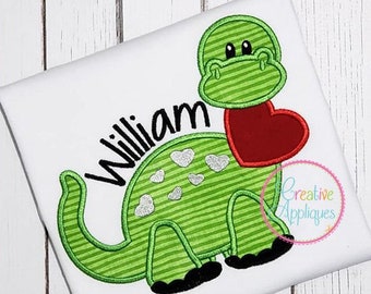 Dinosaur Valentine Digital Machine Embroidery Applique Design 5 Sizes, dinosaur applique, valentine applique