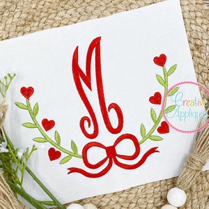 Bow Hearts Swag Machine Embroidery Applique Design 9 Sizes, hearts frame embroidery, embroidery hearts, valentine hearts, monogram frame