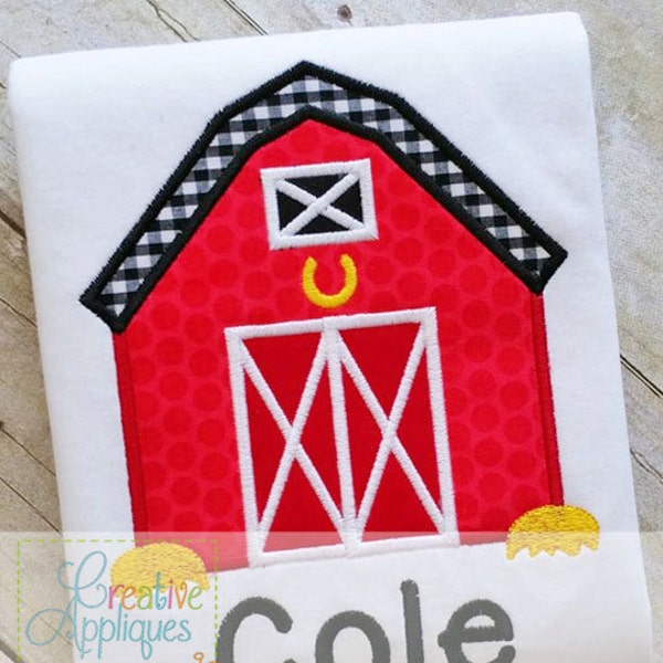 Barn Digital Machine Embroidery Applique Design 4 sizes, barn applique, farm applique, barn embroidery, farm embroidery, barnyard applique