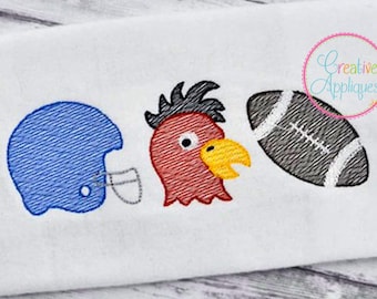 Sketch Stitch Football Rooster Digital Machine Embroidery Design 5 sizes, Rooster mascot, Rooster, Rooster team, Rooster