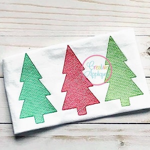 Sketch Stitch Christmas Tree Trio Digital Machine Embroidery Design 5 Sizes, tree embroidery, christmas tree embroidery,