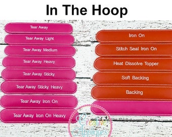 10" Stabilizer Slap Wrap Bands In the Hoop Embroidery Machine Design, 25 files, stabilizer organizer, stabilizer bands, stabilizer wraps