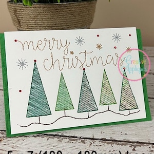 Frohe Weihnachten Karte Stickdatei, Stickdatei auf Papier, Kartenstickerei, Skizzenstickerei, Papierstickerei
