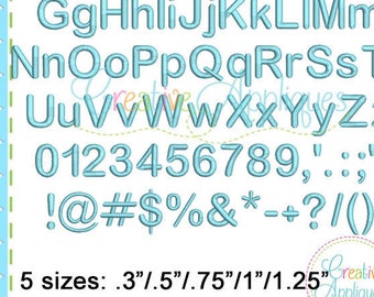 5 SIZES!!! Basic Embroidery Alphabet Font Digital Machine Embroidery 5 sizes, A thru Z, numbers, 19 punctuation symbols, includes BX format