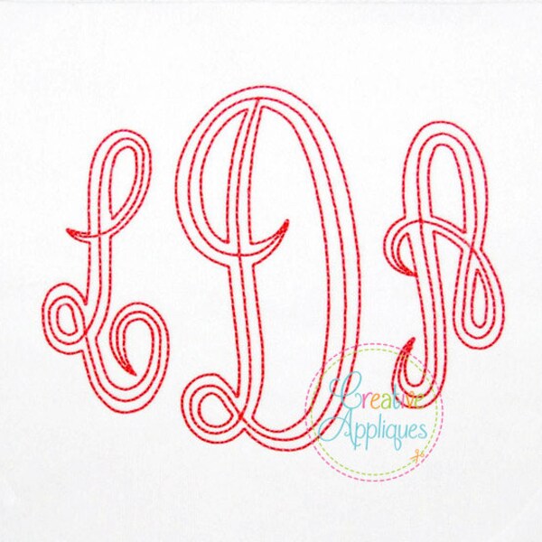 MEDIUM 4 SIZES Empire Floss Embroidery Monogram Alphabet Font Digital Machine Embroidery, Empress monogram font, bean stitch embroidery font