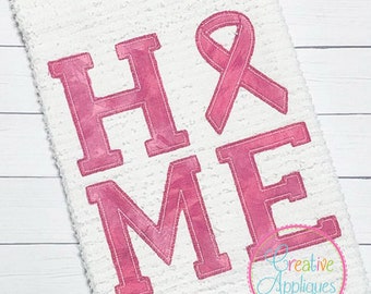 Home Awareness Ribbon Vintage Stitch applique Digital Machine Embroidery Design 4 Sizes, ribbon applique, home awareness ribbon applique