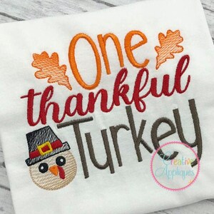 Ein dankbares Türkei digitale Maschine Stickerei Design 4 Größen, Thanksgiving Stickerei, Truthahn Stickerei, Skizze Stich, Pilger Truthahn