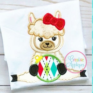 Christmas Llama Ornament Digital Machine Embroidery Applique Design 4 sizes, Llama applique, Llama embroidery, christmas llama applique,