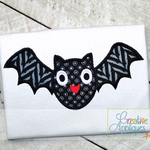 Bat Halloween Digital Machine Embroidery Applique Design 4 Sizes, bat applique, halloween applique, halloween bat applique, happy bat