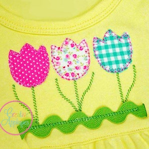 Três tulipas trio flor máquina bordado applique design 4 tamanhos, apliques de flores, apliques de tulipas, bordados de tulipas, bordados de flores