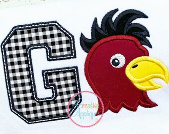 Go Rooster Applique Digital Machine Embroidery Design 4 sizes, Rooster mascot, Rooster, Rooster team, Rooster