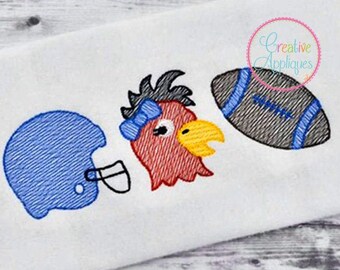 Sketch Stitch Girl Football Rooster Digital Machine Embroidery Design 5 sizes, rooster mascot, Rooster, Rooster team, Rooster