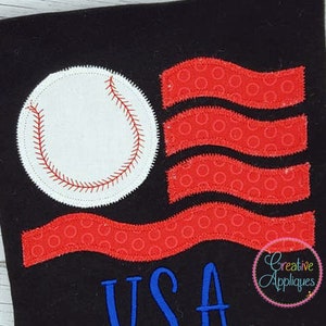Zigzag Stitch Baseball Softball Flag Digital Machine Embroidery Design 4 Sizes, baseball embroidery, baseball applique frame