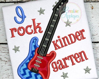 I Rock Kindergarten Digital Machine Embroidery Applique Design 4 sizes