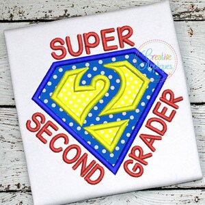 Super 2nd Second Grade Grader Digital Machine Embroidery Applique Design 4 sizes