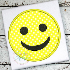 Emoji Happy Smile Smiling Digital  Machine Embroidery Applique Design 4 Sizes