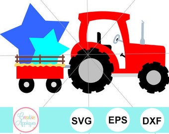 Patriotic Tractor SVG, tractor svg, tractor cut file, tractor stars svg, tractor svg cut file, 4th of july, stars svg