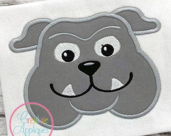 Bulldog Applique Digital Machine Embroidery Design 4 Sizes, Bulldog applique, team applique, mascot applique, go team applique