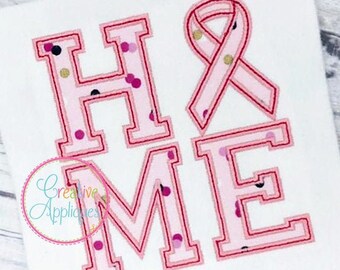 Home Awareness Ribbon applique Digital Machine Embroidery Design 4 Sizes, ribbon applique, home awareness ribbon applique, cancer awareness