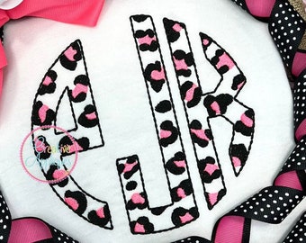 Leopard Spots Circle Monogram Alphabet Letter Set A-Z Machine Embroidery Design 6 Sizes!!!  alphabet letters, 3"-8", cheetah